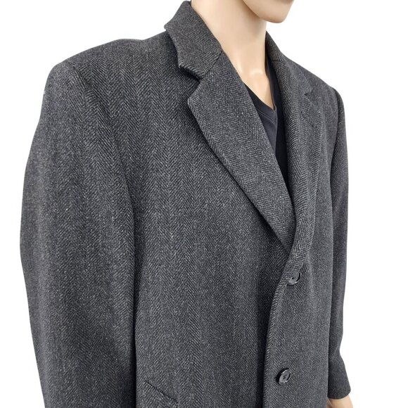 Alfani Gray Herringbone Wool Blend Overcoat Mens 40R - Picture 1 of 10